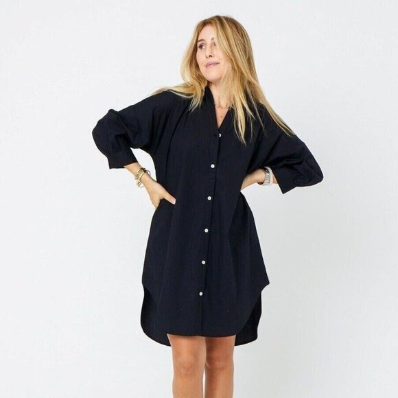 Kerri Rosenthal Dresses & Skirts - Kerri Rosenthal Gigi Shirt Mini Dress Buttondown Black Cotton Poplin S 272262